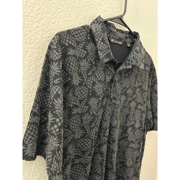 TravisMathew Off The Cape Mens Golf Polo Black Gray Pineapple Shirt Size Large - Picture 5 of 12